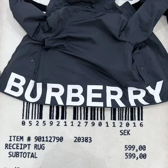 Burberry Kids Layered Logo Print Water Repel Coat Over Orange Logo Bomber Jacket